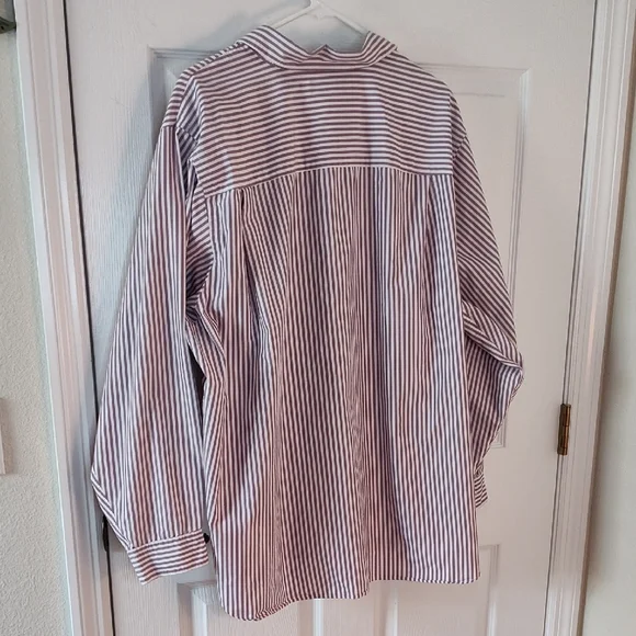 Lands' End Casual Button Down Shirt Purple and White 26W - Picture 3 of 4